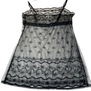 NWOT VS VICTORIAS SECRET Womens L Black Sheer Adjustable Straps Nightgown Nighty